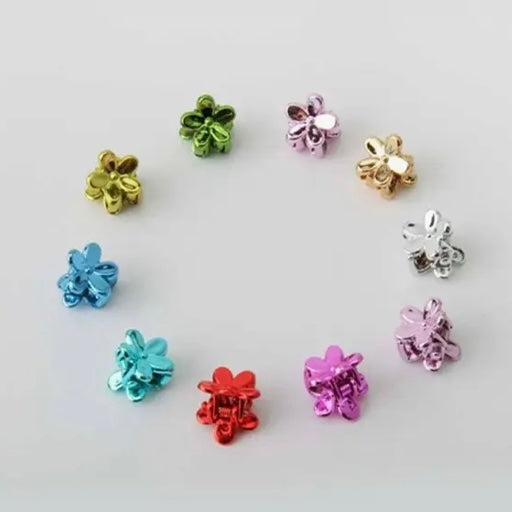 Mini Metallic Flower Clips