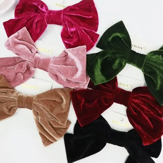 Large Velvet Bow Clip