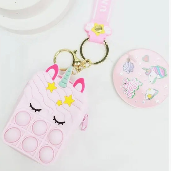 Unicorn Push Pop Coin Purse Keychain